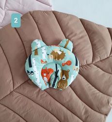 2 Pack Newborn Pillow with ears, Baby cushion, Newborn Baby Infant Pillow, Anti Roll Prevent Flat Head Support Neck
