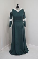 Medieval green faux suede dress - princess Merida cosplay - Made to order