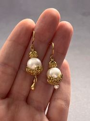 Asymmetric Pearl Earrings, Earrings with Pearls, Pearl Jewelry