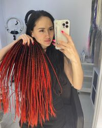 Brown to Red and Burgundy Dreads synthetic crochet double ended de dreadlocks FULL SET (45 pcs DE)