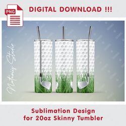 Golf Template - Seamless Sublimation Pattern - 20oz SKINNY TUMBLER - Full Tumbler Wrap