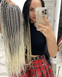 Gray to white Blonde ombre Braids synthetic classic smooth double ended de dreadlocks FULL SET (60 pcs DE)