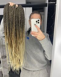 Brown to Beige Blonde ombre Braids synthetic twisted smooth double ended de dreadlocks FULL SET (60 pcs DE)