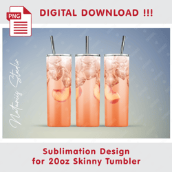 Realistic Ice Drink Design - Seamless Sublimation Pattern - 20oz SKINNY TUMBLER - Full Tumbler Wrap