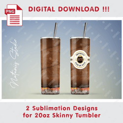 2 Luxury Cigar Templates - Seamless Sublimation Patterns - 20oz SKINNY TUMBLER - Full Tumbler Wrap