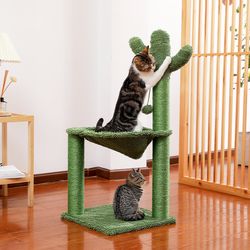 Cactus cat scratcher with cat lounge hammock