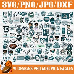 91 Designs Philadelphia Eagles Football Team SVG, DXF, PNG, EPS, PDF