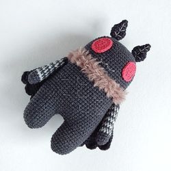 Crochet pattern mothman amigurumi toy. Cryptid ornament