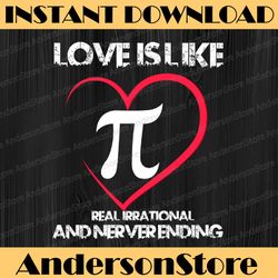 Pi Day Math Love Is Like Pi Never Ending Valentines Funny Pi Day, Math 14th PNG Sublimation