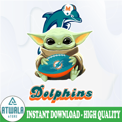 Baby Yoda with Miami Dolphins NFL png,  Baby Yoda NFL png, NFL png, Sublimation ready, png files for sublimation