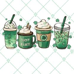 St Patricks Day Coffee Png, Lucky A Latte Png, Latte Coffee Png Instant Download