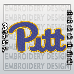 Pitt Panthers Embroidery Files, NCAA Logo Embroidery Designs, NCAA Panthers, Machine Embroidery Designs