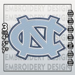 North Carolina Tar Heels Embroidery Files, NCAA Logo Embroidery Designs, NCAA Tar Heels, Machine Embroidery Designs