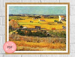 Cross Stitch Pattern ,Wheat Field With Cypresses,PDF, Instant Download , Art Xstitch, Vincent Van Gogh , Famous Painting