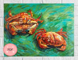 Van Gogh Cross Stitch Pattern , Two Crabs, Pdf, Instant Download , X stitch Chart, Famous Painting,Full Coverage