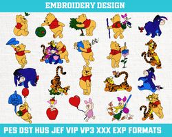 Winnie the Pooh embroidery designs, Pigle embroidery designs, Pooh embroidery designs , Pooh embroidery File 3 size