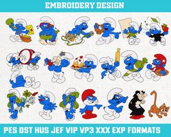 Smurfs Embroidery Design, Smurfs Embroidery Design, Smurfs Mascot Embroidery 1 size