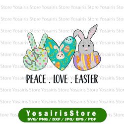 Easter Png Peace Love Easter Png Sublimation Happy Easter Bunny Funny Retro Easter Eggs Rabbit Spring Bunny Png Design