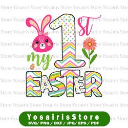 My 1st Easter Svg My First Easter Svg Png Baby Girl Easter Svg Bunny with Bow Svg Bunny Face Funny Kids Cut File Cricut