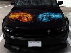 Vinyl Car Hood Wrap Full Color Graphics Decal Fire and Ice Sticker