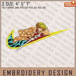 Zenitsu Nike Embroidery Files, Nike Embroidery, Demon Slayer, Anime Inspired Embroidery Design, Machine Embroidery Desig