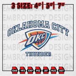 NBA Oklahoma City Thunder Embroidery Files, NBA teams, NBA Thunder Embroidery Designs, Machine Embroidery Designs
