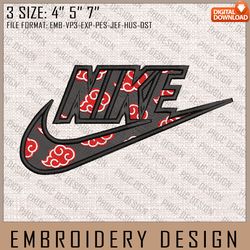 Akatsuki Nike Embroidery Files, Nike Embroidery, Naruto, Anime Inspired Embroidery Design, Machine Embroidery Design