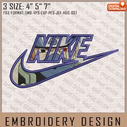 Kakashi Nike Embroidery Files, Nike Embroidery, Naruto, Anime Inspired Embroidery Design, Machine Embroidery Design