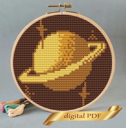 Space pattern pdf cross stitch, Easy embroidery DIY, small pattern