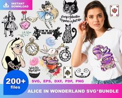 200 ALICE IN WONDERLAND - SVG, PNG, DXF, EPS, PDF Files For Print And Cricut