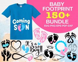 150 BABY FOOTPRINT SVG BUNDLE - SVG, PNG, DXF, EPS, PDF Files For Print And Cricut