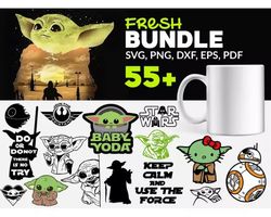 55 BABY YODA SVG BUNDLE - SVG, PNG, DXF, EPS, PDF Files For Print And Cricut