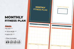 Monthly Fitness Plan , Planner Template Svg , Eps , Dxf , Digital Download