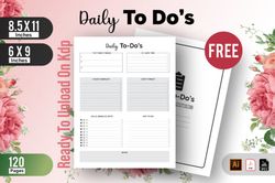 Kdp Interior Daily SVG to Do List Planner Svg , Eps , Dxf , Digital Download