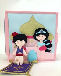Jasmine Quiet book Dollhouse, Arabian Nights fairy tale, Aladdin, Birthday Gift for 3-8 Years Girl, Doll House Play Set