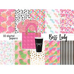 Girl Boss Digital Paper | Planner Girl Pattern