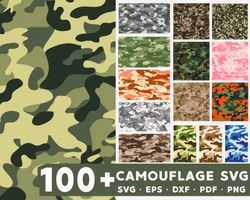 100 CAMOUFLAGE SVG BUNDLE - SVG, PNG, DXF, EPS, PDF Files For Print And Cricut