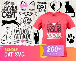 200 CAT SVG BUNDLE - SVG, PNG, DXF, EPS, PDF Files For Print And Cricut