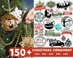 150 CHRISTMAS ORNAMENT SVG BUNDLE - SVG, PNG, DXF, EPS, PDF Files For Print And Cricut