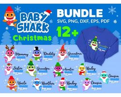 12 CHRISTMAS SHARK SVG BUNDLE - SVG, PNG, DXF, EPS, PDF Files For Print And Cricut