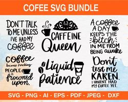 100 COFFEE QUOTES SVG BUNDLE - SVG, PNG, DXF, EPS, PDF Files For Print And Cricut