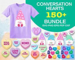 150 CONVERSATION HEARTS SVG BUNDLE - SVG, PNG, DXF, EPS, PDF Files For Print And Cricut
