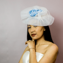 White blue fascinator hat, white fascinator hats for women
