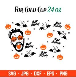 Bad Bunny Halloween Full Wrap Svg, Starbucks Svg, Coffee Ring Svg, Cold Cup Svg, Cricut, Silhouette Vector Cut File
