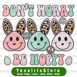 Easter Sublimation Design Download | Don't Worry Be Hoppy | Smiley Bunny PNG | Smiley Sublimation | Bunny Sublimation