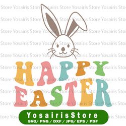 Happy Easter Svg Hoppy Easter Svg Cute Easter shirt Bunny ears Svg Kids Easter gift Funny Easter Retro Easter Svg files