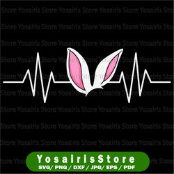 Bunny Ears Heartbeat svg SVG, Bunny Ears Svg, Easter Bunny Ears Svg, Heartbeat Svg, Easter Nurse Svg, Easter Medical