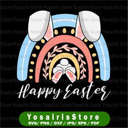 Happy Easter Svg, Easter Rainbow, Easter Bunny Svg, SVG Cut File, Cricut, Instant Download, Digital Download, Svg, svg