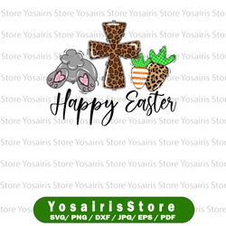 Happy Easter BUnny leopard Cross Carrot PNG, Bunny Cross PNG, Christ Jesus PNG, File For Print