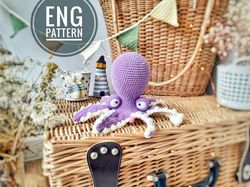Amigurumi Octopus crochet pattern. Purple octopus crochet pattern PDF